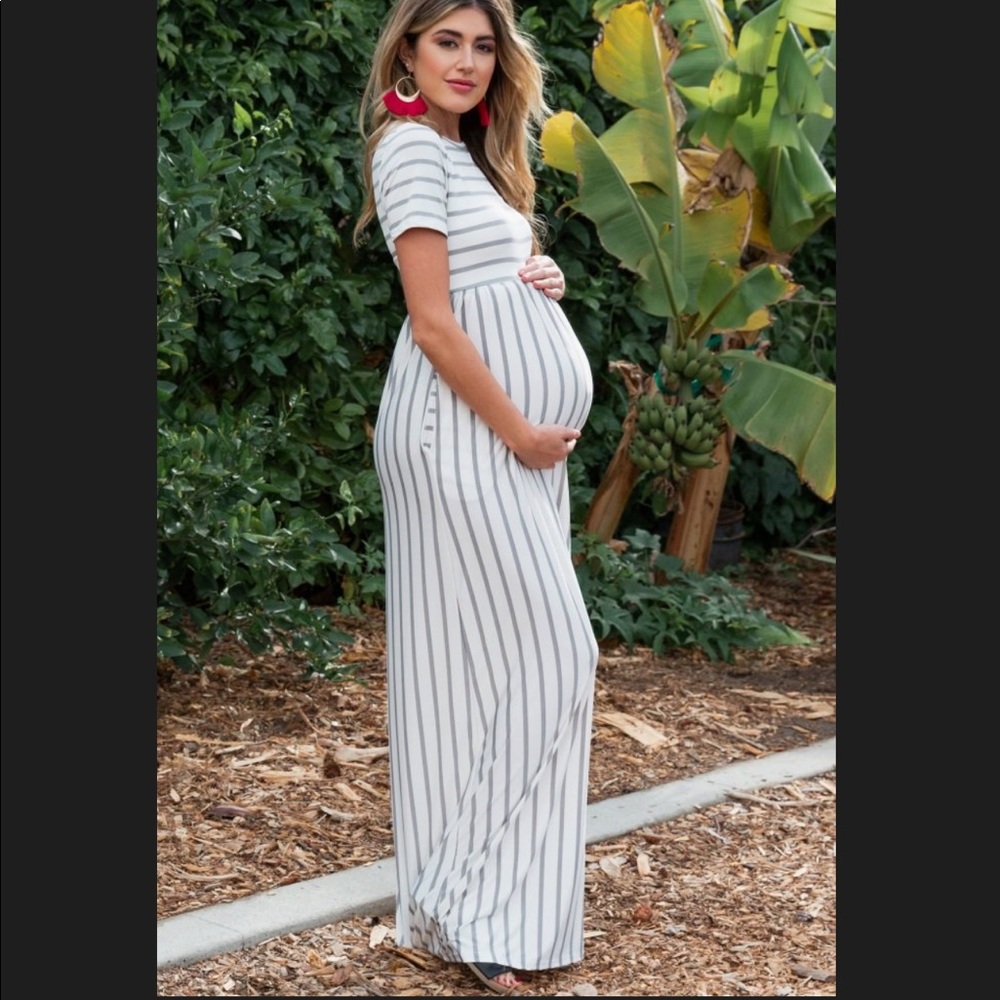 Pinkblush Striped Short Sleeve Maternity Dress